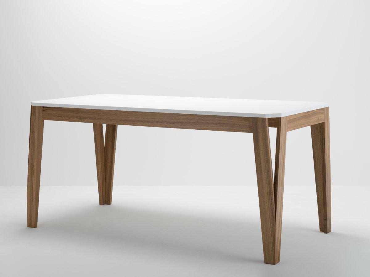 Table sur mesure en noyer et résine HI-MACS® design fabriqué en France - MéliMélo