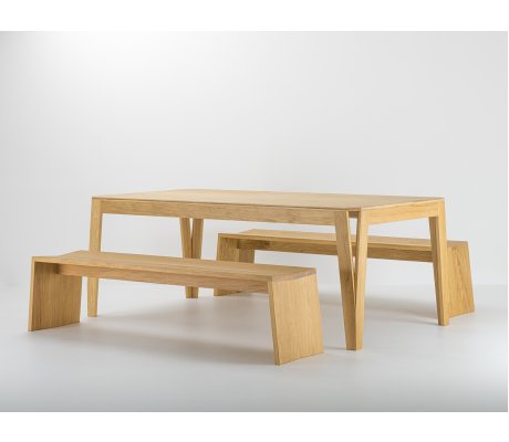 Table MéliMélo et Bancs PAP en chêne - Design et Bois Massif 100% Made in France