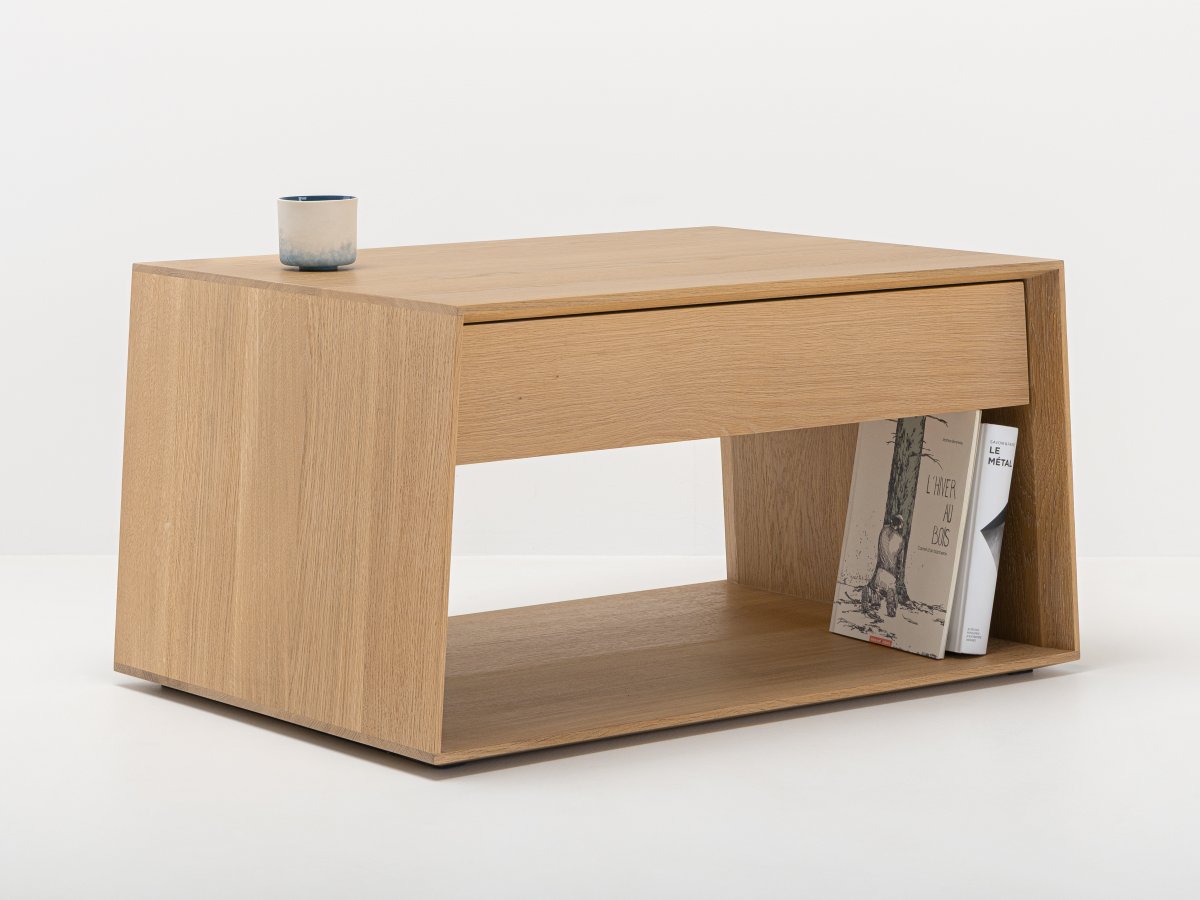 Table basse en bois Chêne massif 100% - Originale, fabriquée en Franche-Comté.