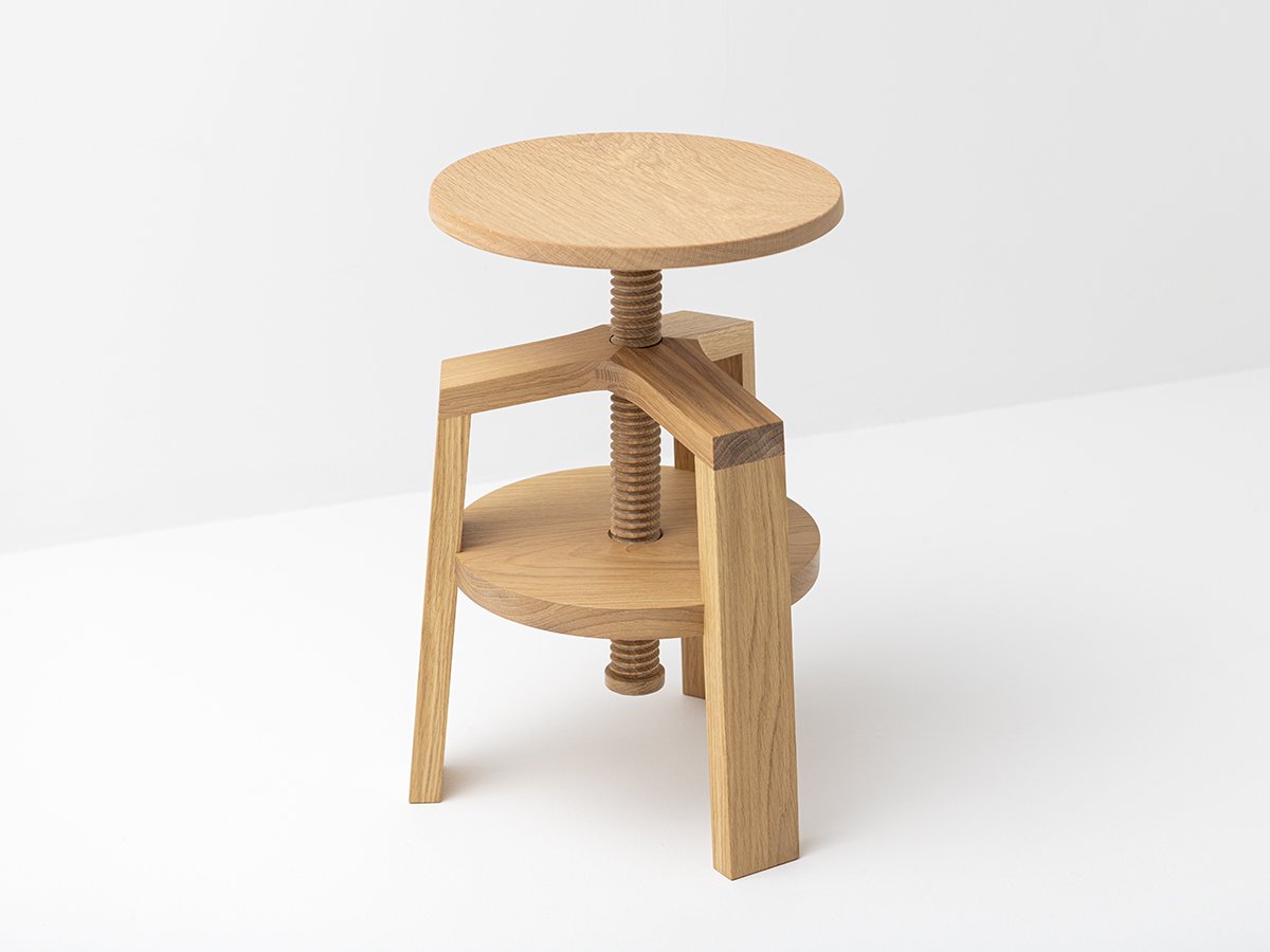 Tabouret rond en bois massif - Inspiration meuble de métier - Fabriqué en Franche-Comté