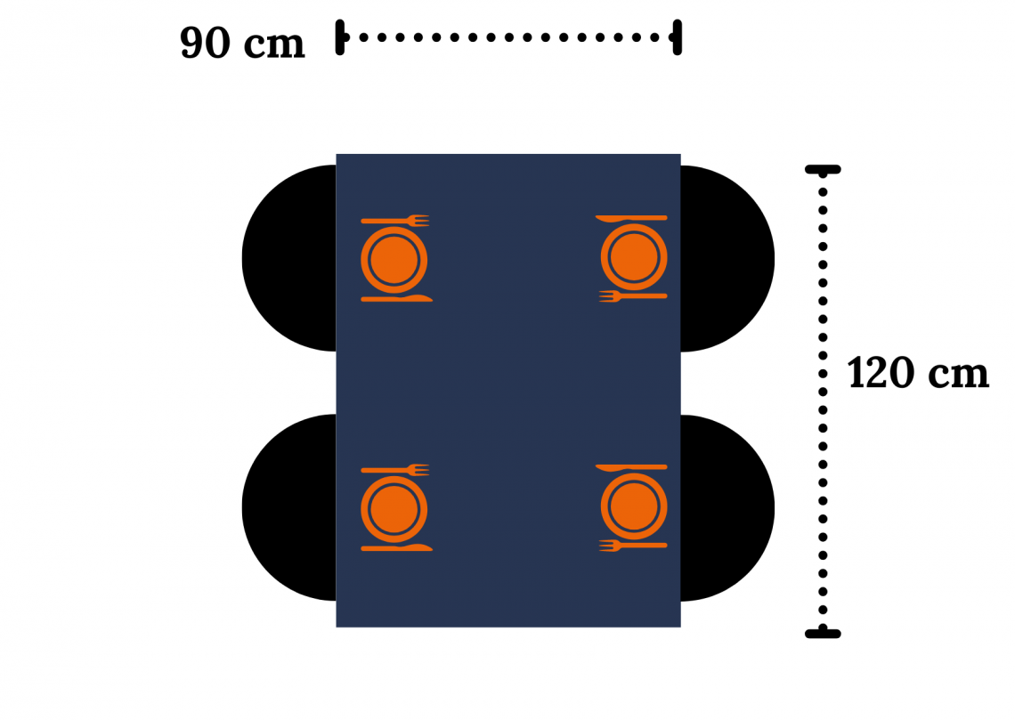 Table dimension pour quatre personnes